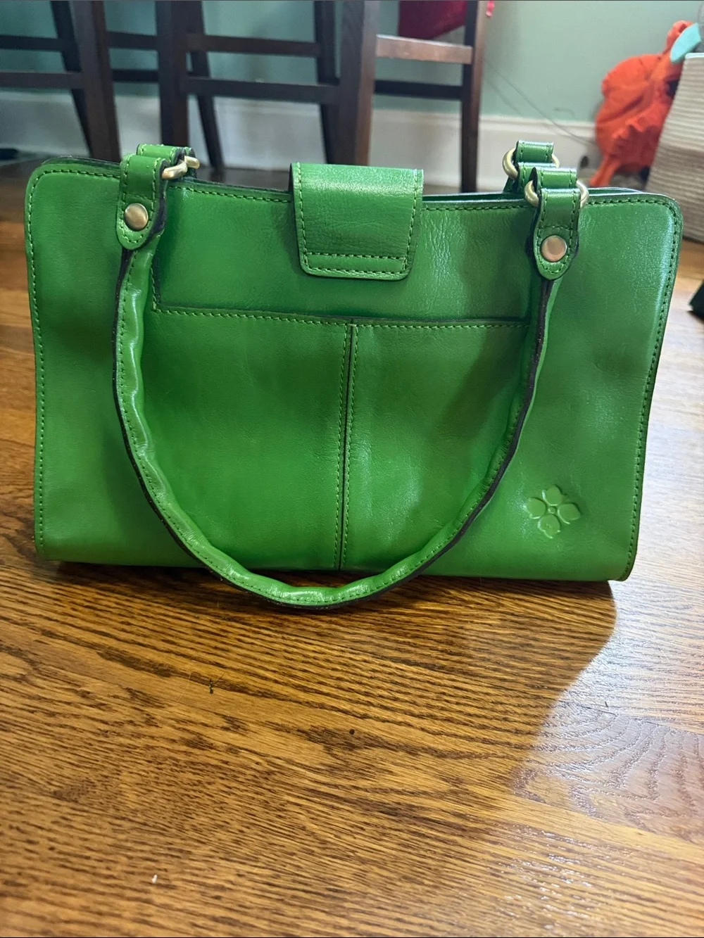 Patricia Nash Green Tooled Floral Leather Satchel